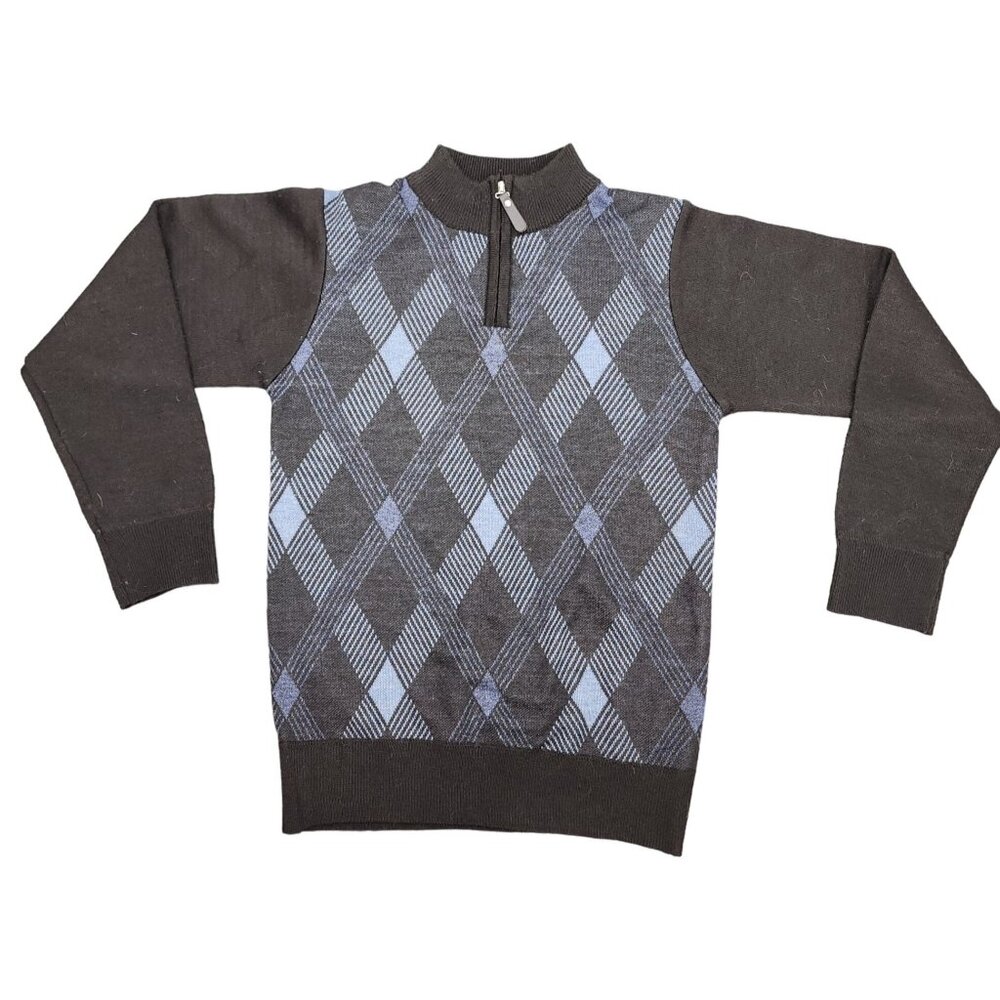 Boys Marx & Dutch Collection 3/4 Zip Diamond Sweater Navy Black 7 Mock Neck